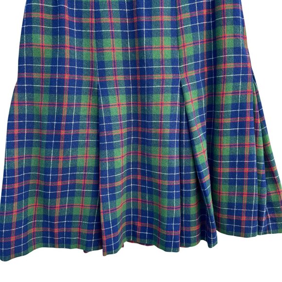 Pendleton Vintage Wool Green Blue Tartan Plaid Pleated Cheerleader Mini Skirt S - Picture 4 of 8